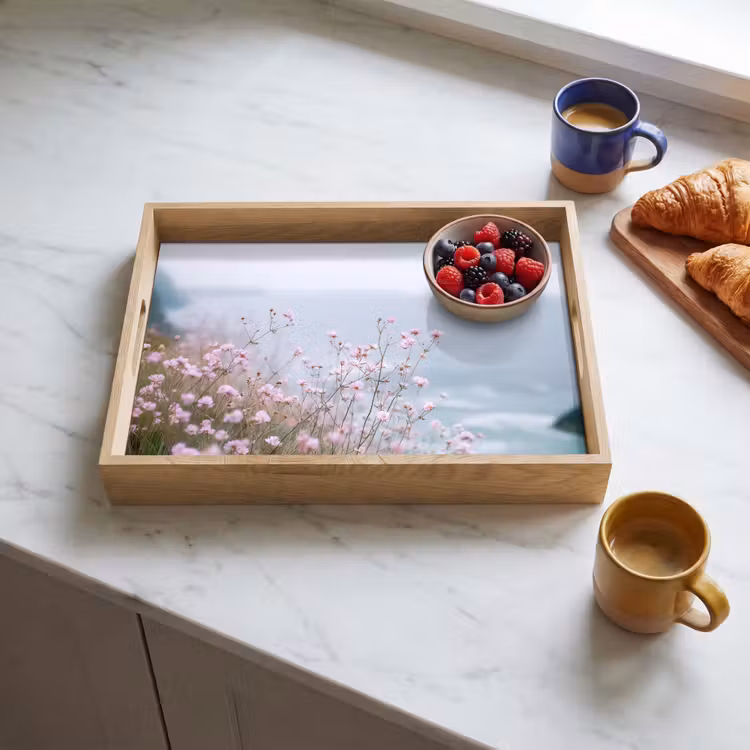 Tablett - Klippe - Blumen - Meer - Rosa — 3