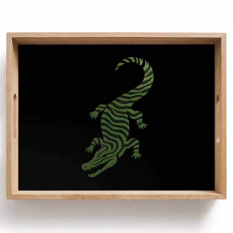 Tablett - Krokodil - Grün - Tigerartig - Streifen — 1
