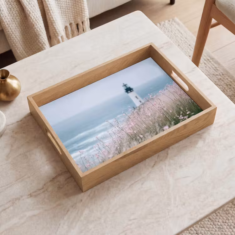 Tablett - Leuchtturm - Klippe - Meer - Blumen — 2
