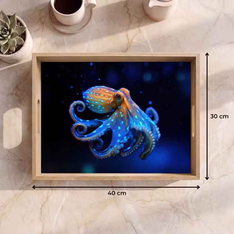 Tablett - Oktopus - Punkte - Blau - Meer — 7