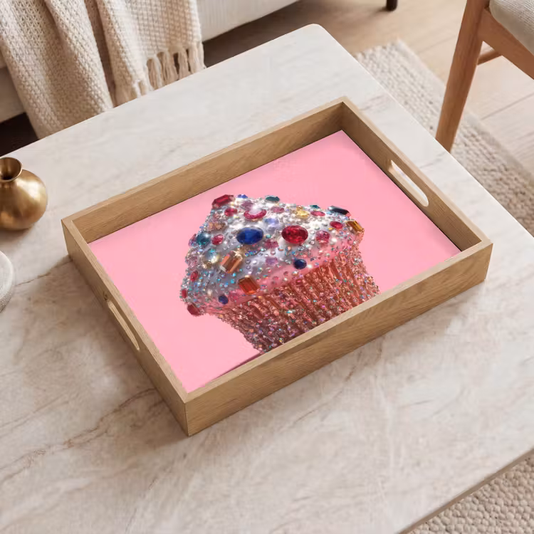 Tablett - Cupcake - Bunt - Edelsteine — 2