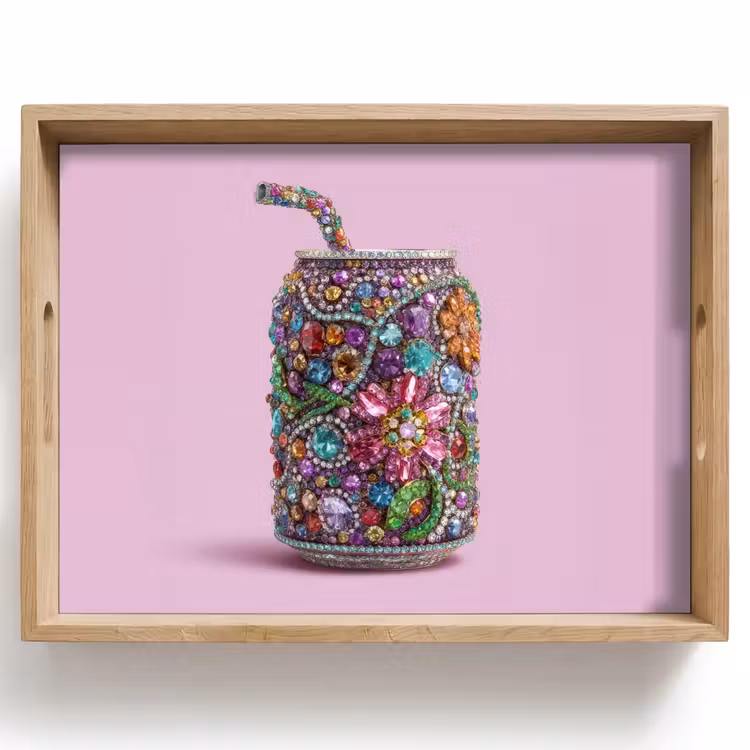 Tablett - Getränkedose - Blumenmuster - Edelsteine - Farbenfroh — 1