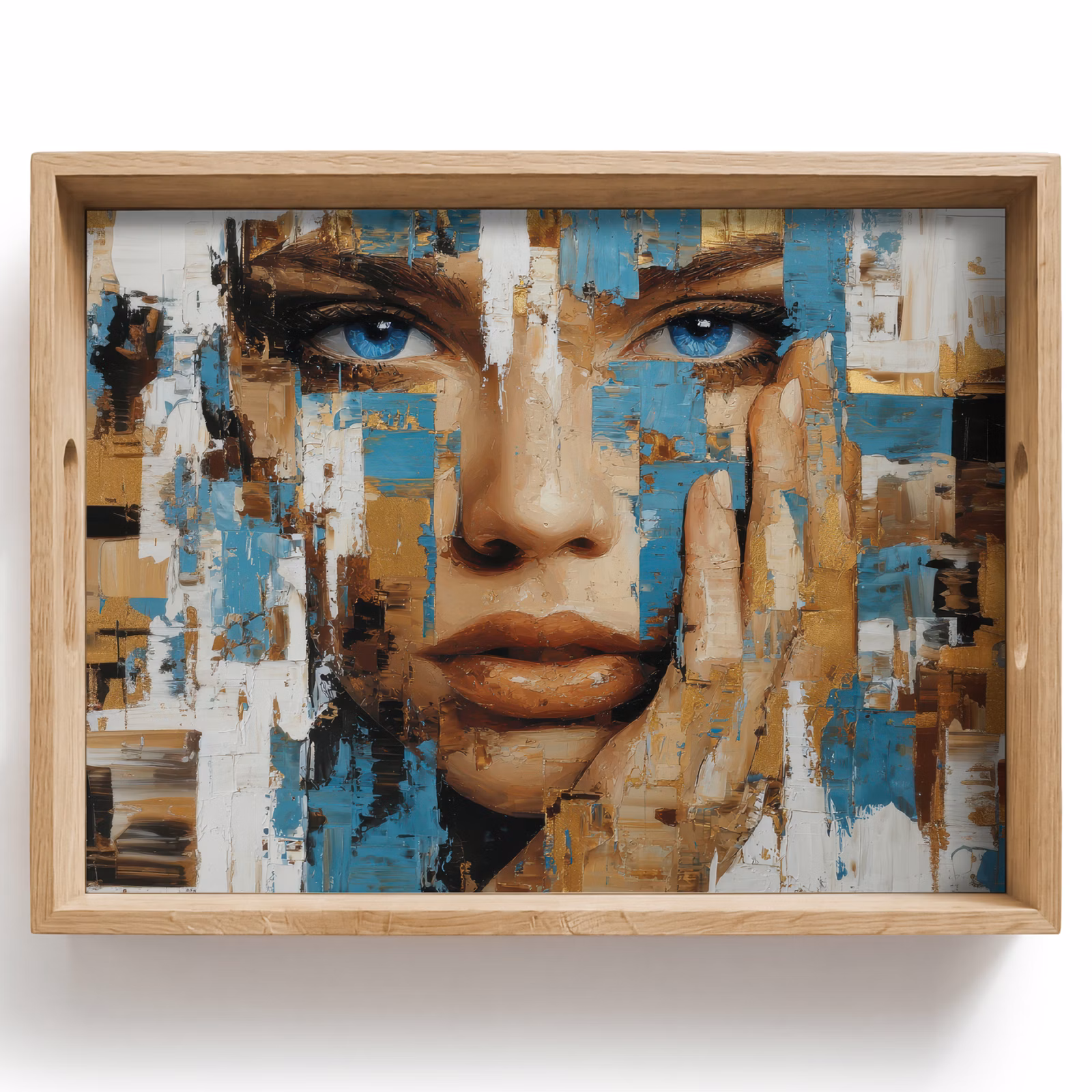Tablett - Abstrakt - Pinselstriche - Blau - Gesicht — 1