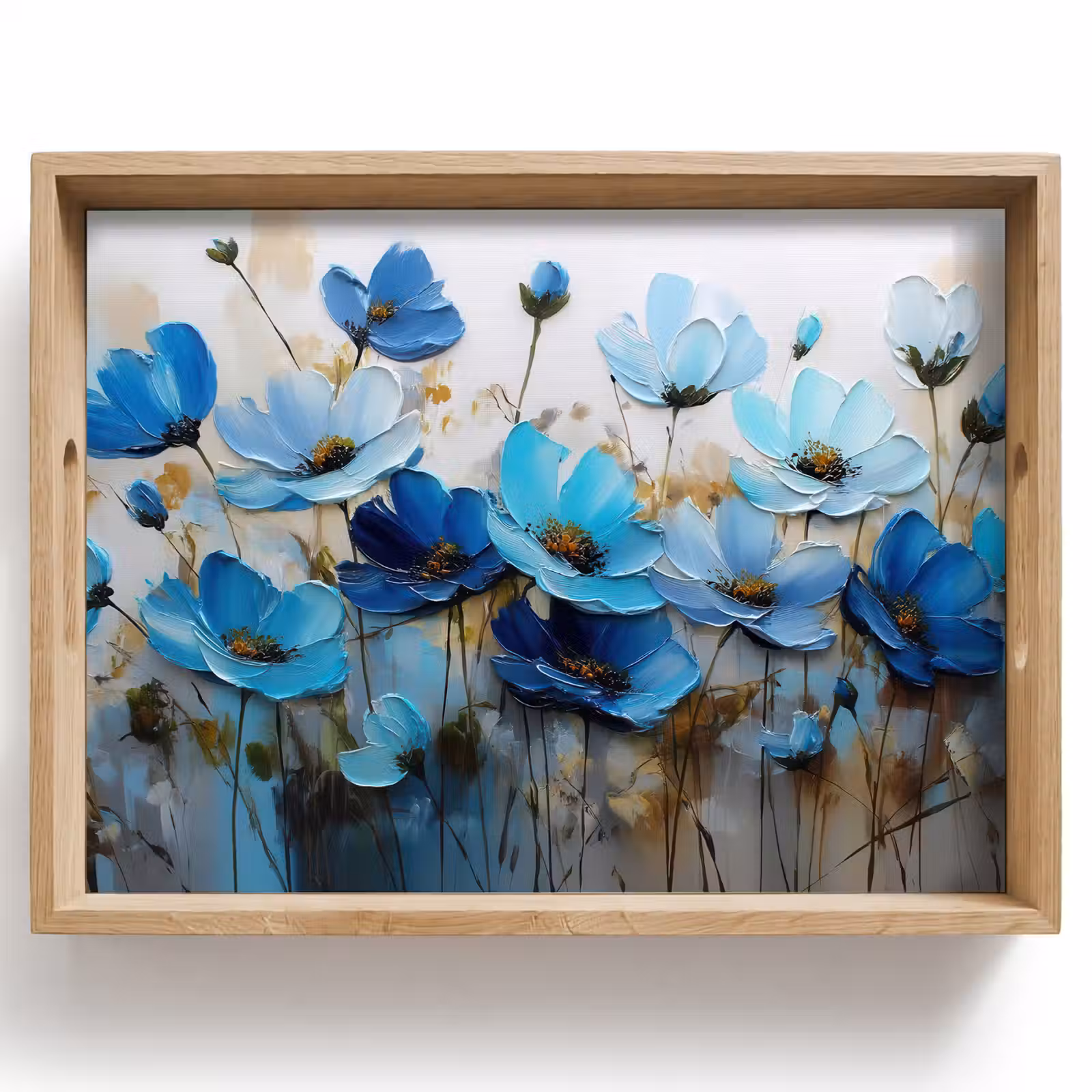 Tablett - Blumen - Malerei - Blau — 1