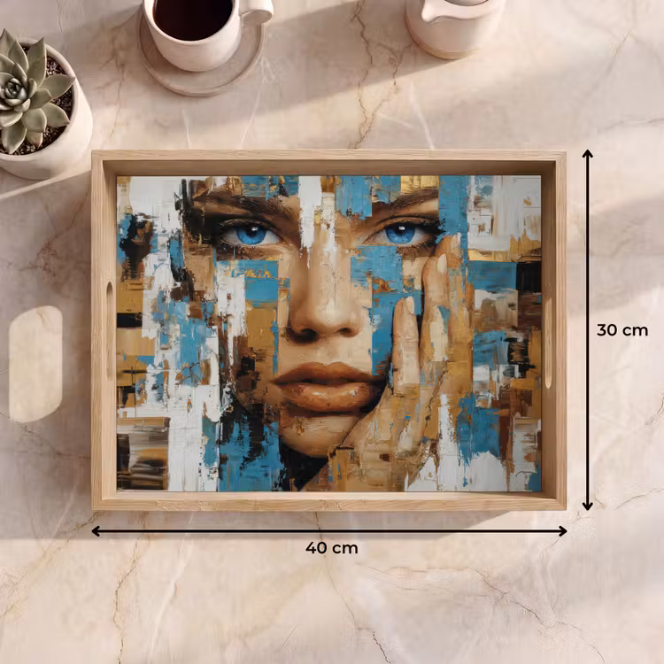 Tablett - Abstrakt - Pinselstriche - Blau - Gesicht — 7