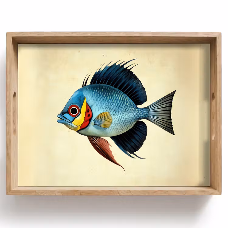 Tablett - Blau - Kiemen - Fisch - Illustration — 1