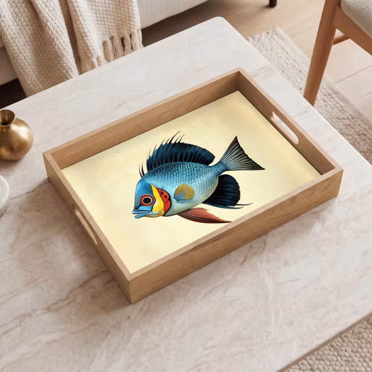 Tablett - Blau - Kiemen - Fisch - Illustration — 2
