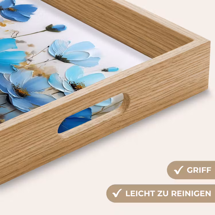Tablett - Blumen - Malerei - Blau — 8