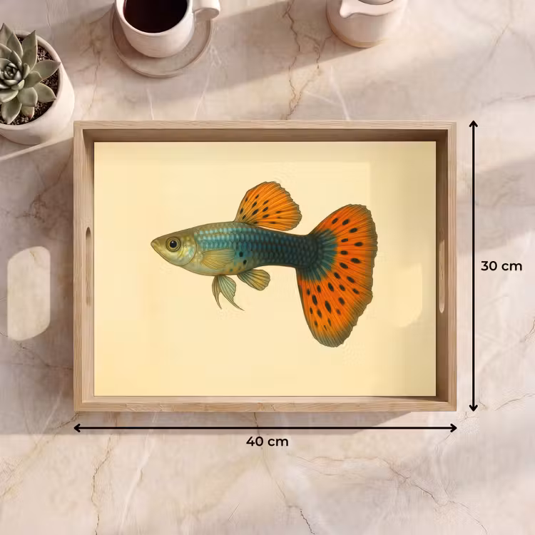 Tablett - Fisch - Illustration - Punkte - Orange — 7