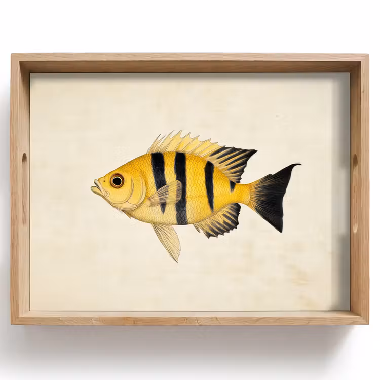 Tablett - Gelb - Fisch - Streifen - Tropisch — 1