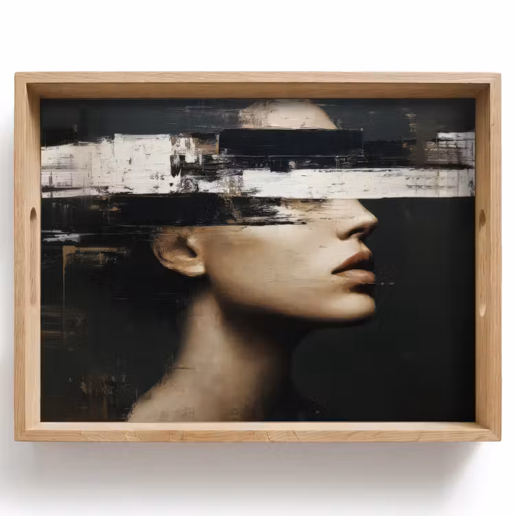 Tablett - Gesicht - Frau - Schwarz - Abstrakt — 1