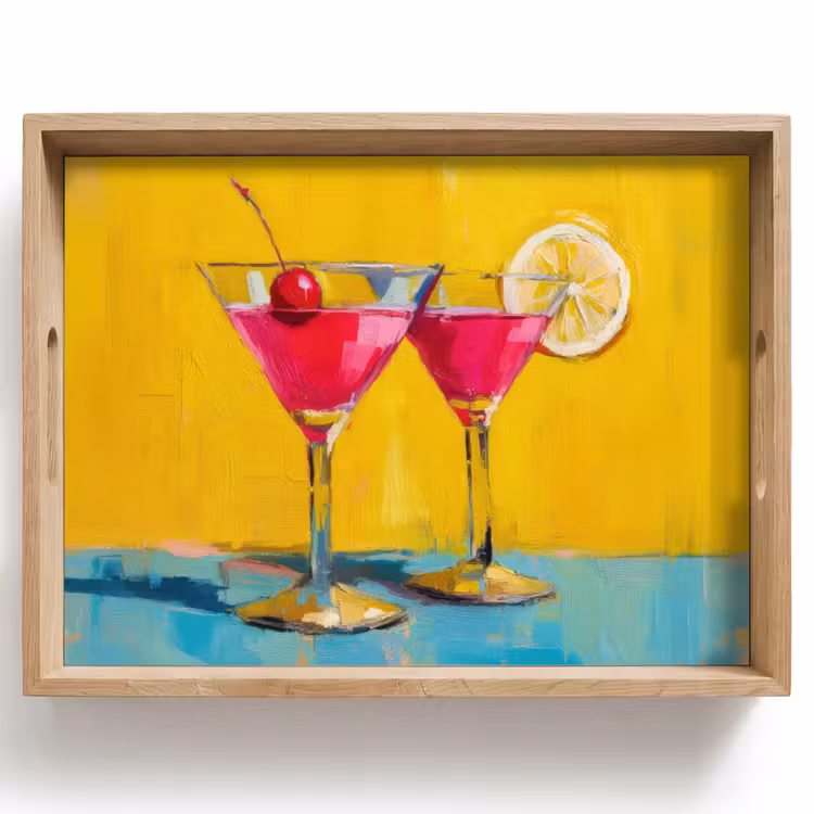 Tablett - Gläser - Cocktail - Zitrone - Kirsche — 1