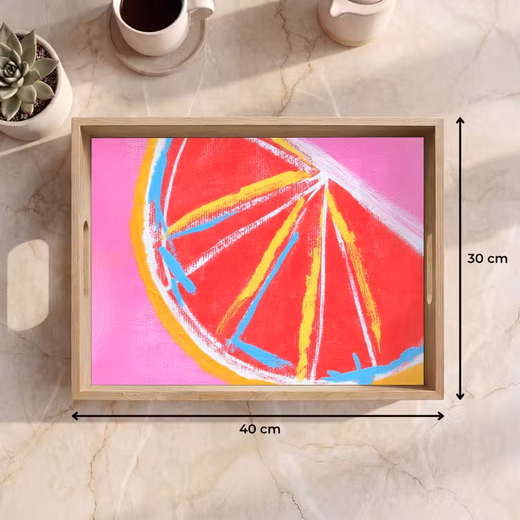 Tablett - Grapefruit - Gemalt - Rosa - Streifen — 7