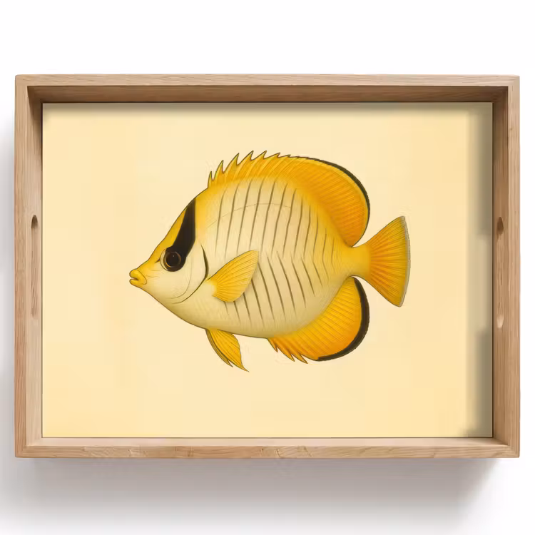 Tablett - Oval - Fisch - Gelb - Schuppen — 1