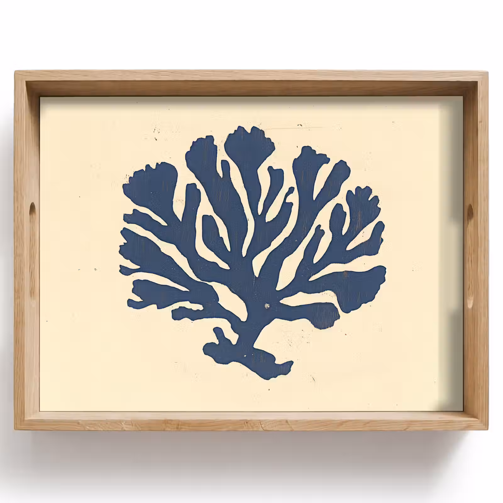 Tablett - Blaue Koralle - Zweige - Beige — 1