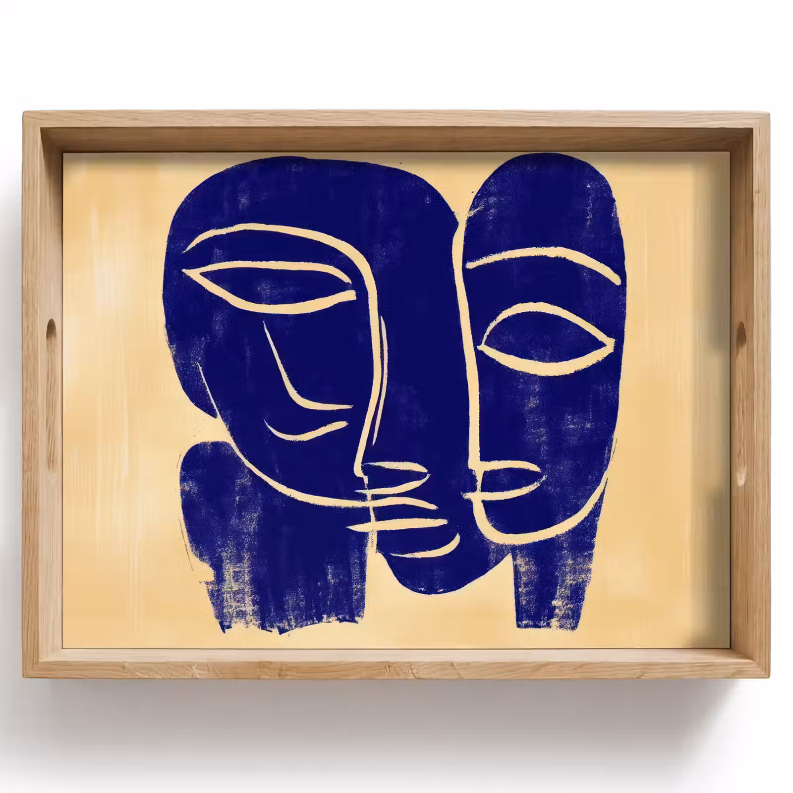 Tablett - Ockergelb - Blau - Einfache Linien — 1