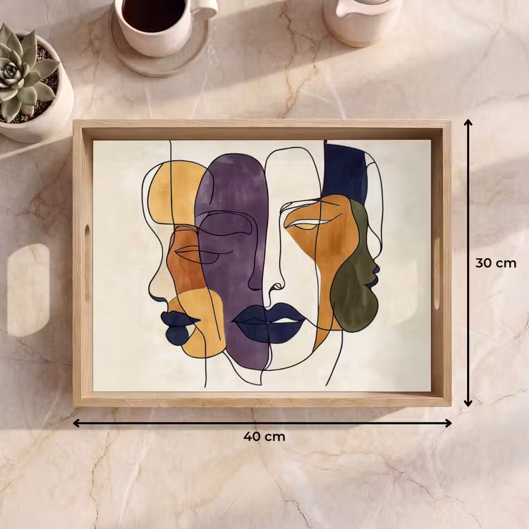 Tablett - Abstrakt - Überlappende Gesichter - Lila - Dunkelgrün — 7