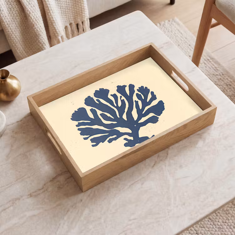 Tablett - Blaue Koralle - Zweige - Beige — 2
