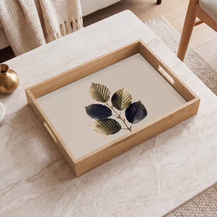 Tablett - Buchenblätter - Braun - Grün - Neutral — 2