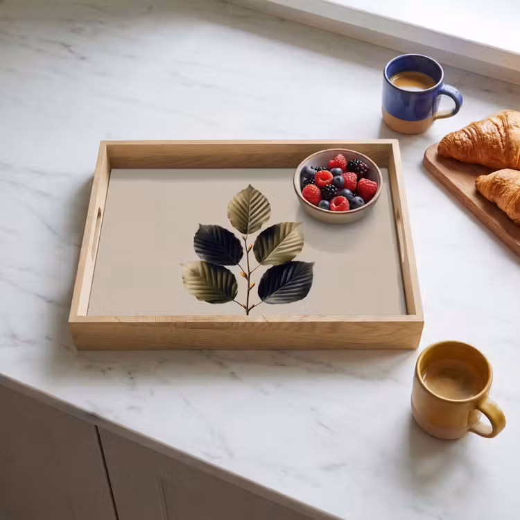 Tablett - Buchenblätter - Braun - Grün - Neutral — 3