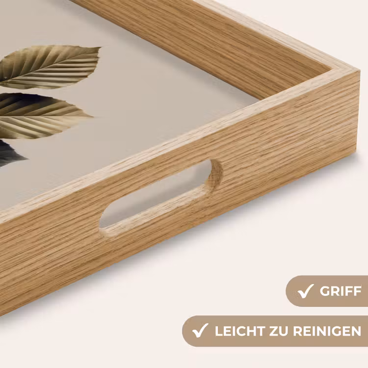 Tablett - Buchenblätter - Braun - Grün - Neutral — 8