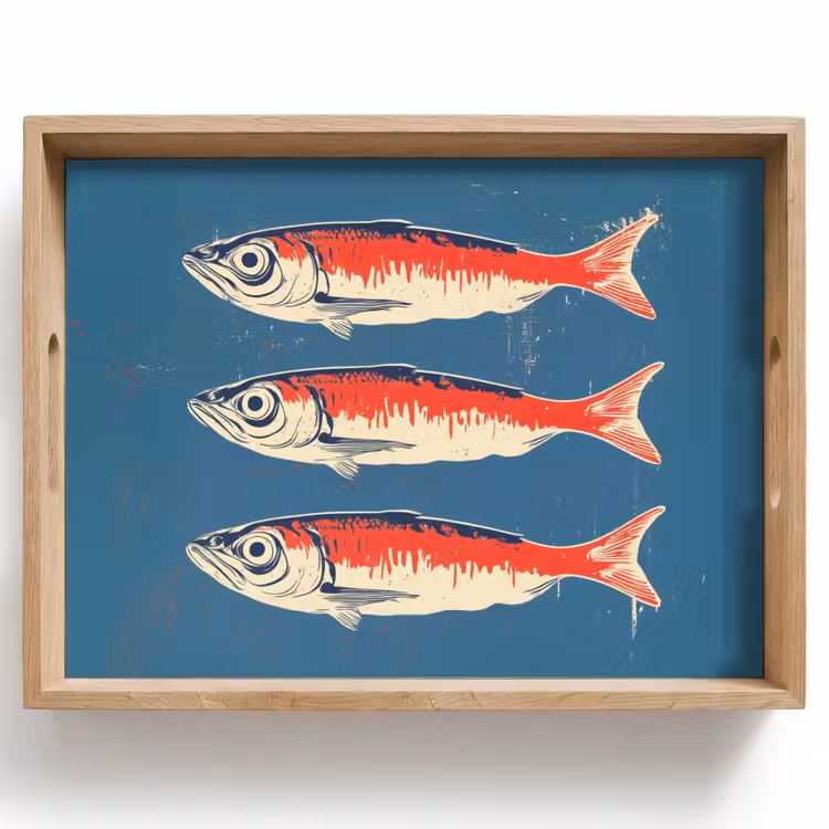 Tablett - Fische - Rot - Blau — 1