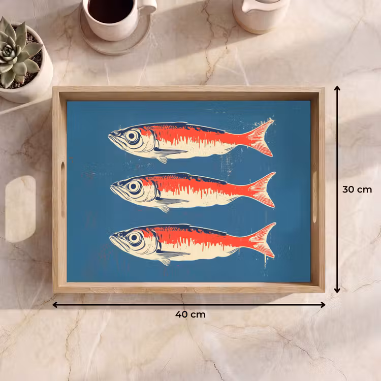 Tablett - Fische - Rot - Blau — 7