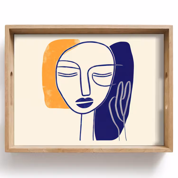 Tablett - Minimalistisch - Gesicht - Hand - Orange - Blau — 1