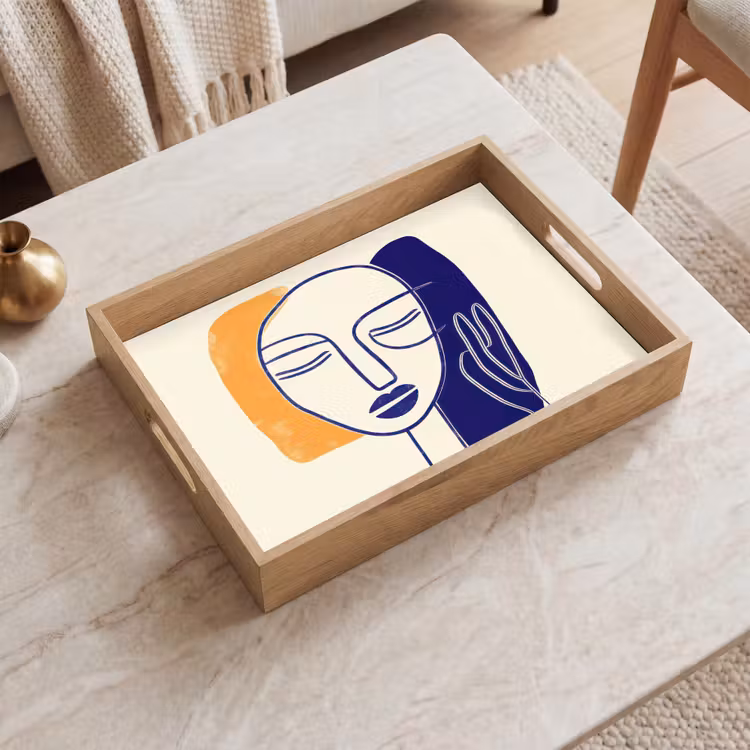 Tablett - Minimalistisch - Gesicht - Hand - Orange - Blau — 2