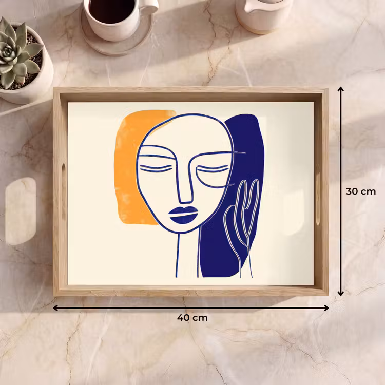 Tablett - Minimalistisch - Gesicht - Hand - Orange - Blau — 7