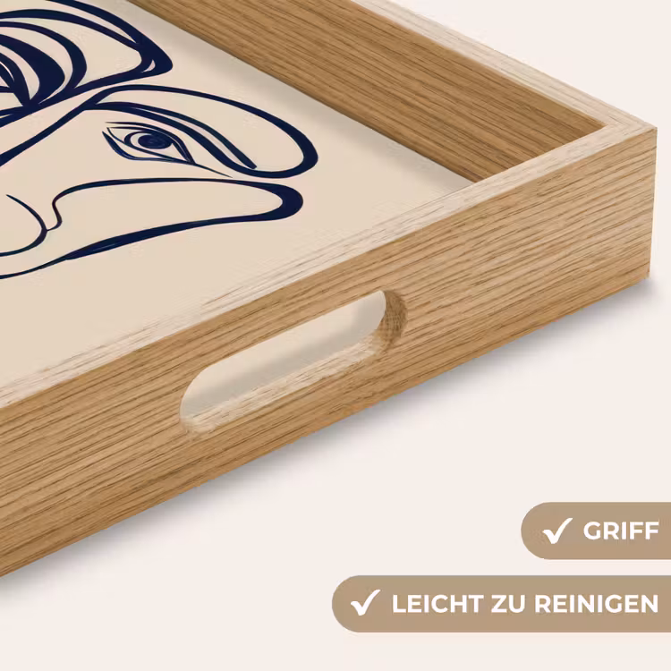 Tablett - Minimalistisch - Linien-Illustration - Beige - Dunkelblau — 8