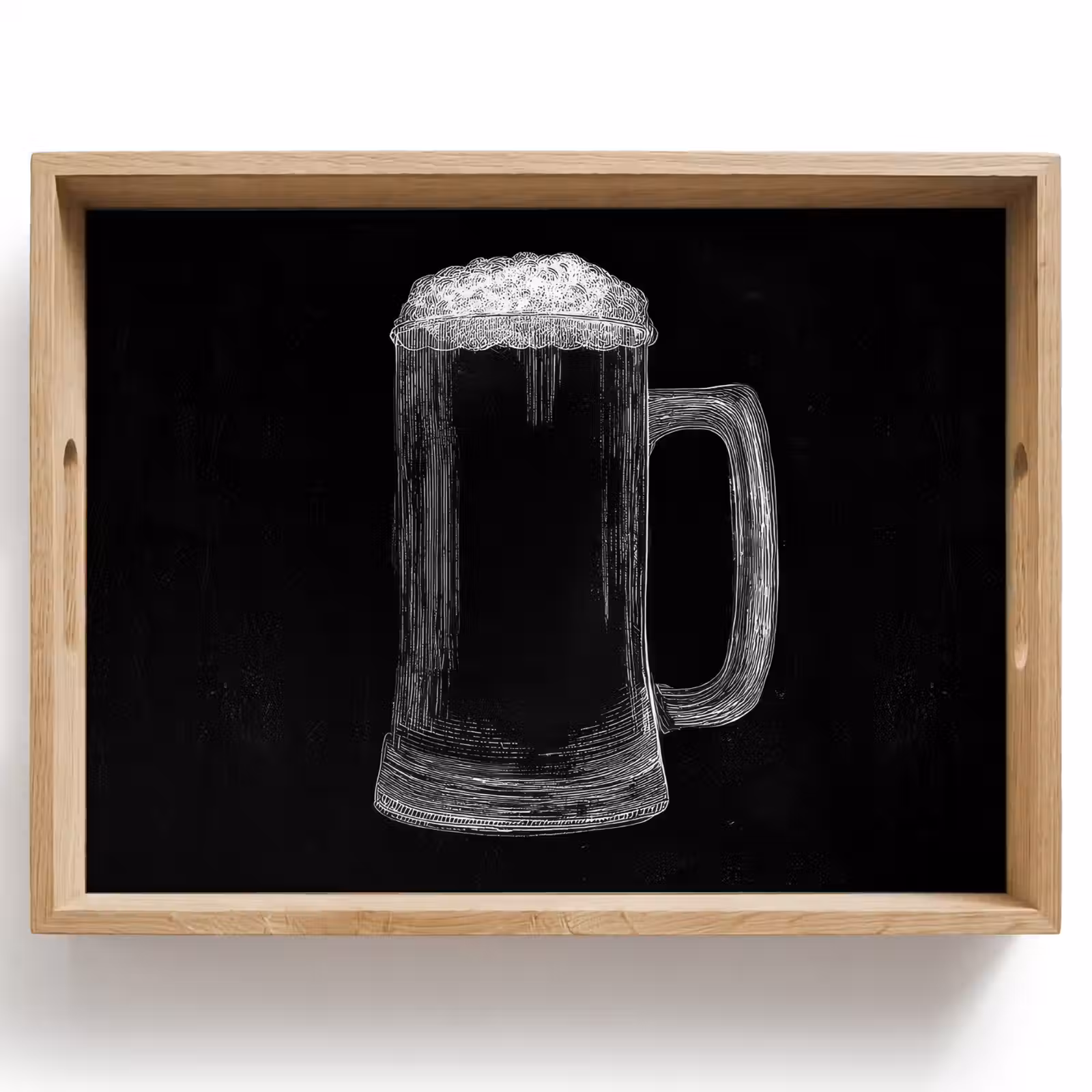 Tablett - Bierkrug - Schaumstoff - Kreidezeichnung — 1