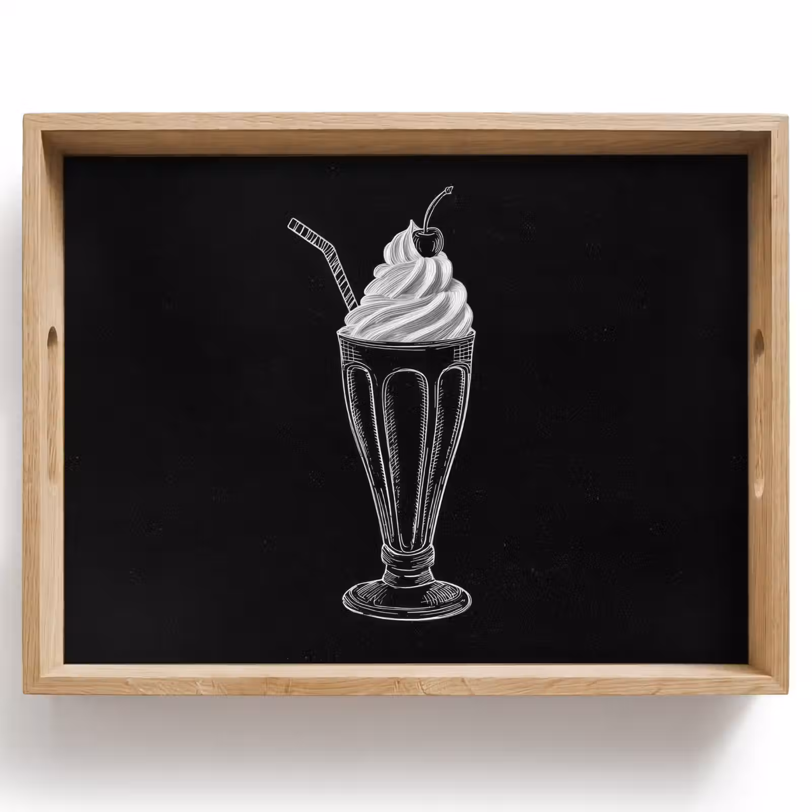Tablett - Eis-Coupé - Kirsche - Kreide - Schlagsahne — 1