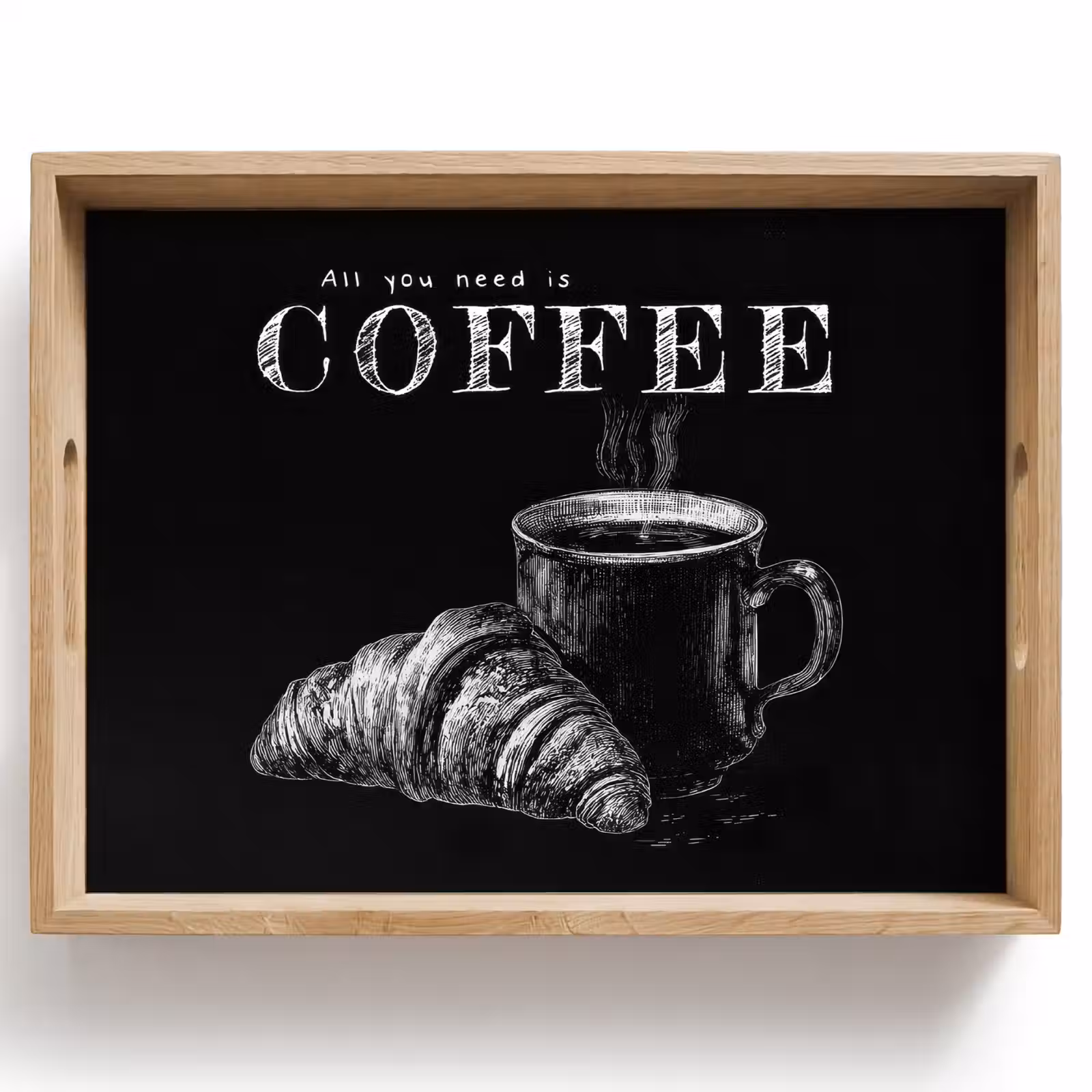 Tablett - Kaffee - Croissant - Text — 1