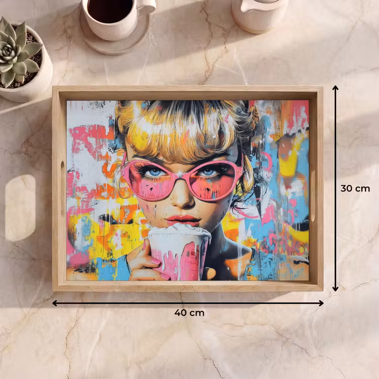 Tablett - Ausdrucksstark - Milchshake - Frau - Leuchtende Farben — 7