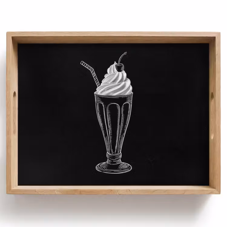 Tablett - Eis-Coupé - Kirsche - Kreide - Schlagsahne — 1