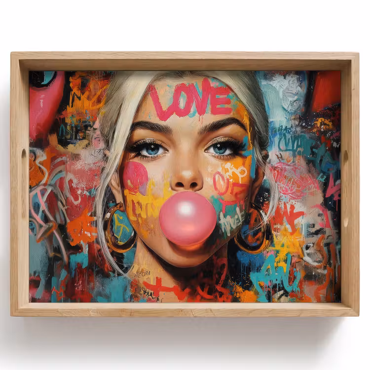 Tablett - Frau - Kaugummi - Graffiti - Liebe — 1