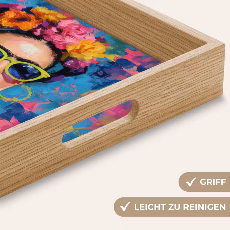 Tablett - Fröhliches Porträt - Frau - Blumenkranz — 8