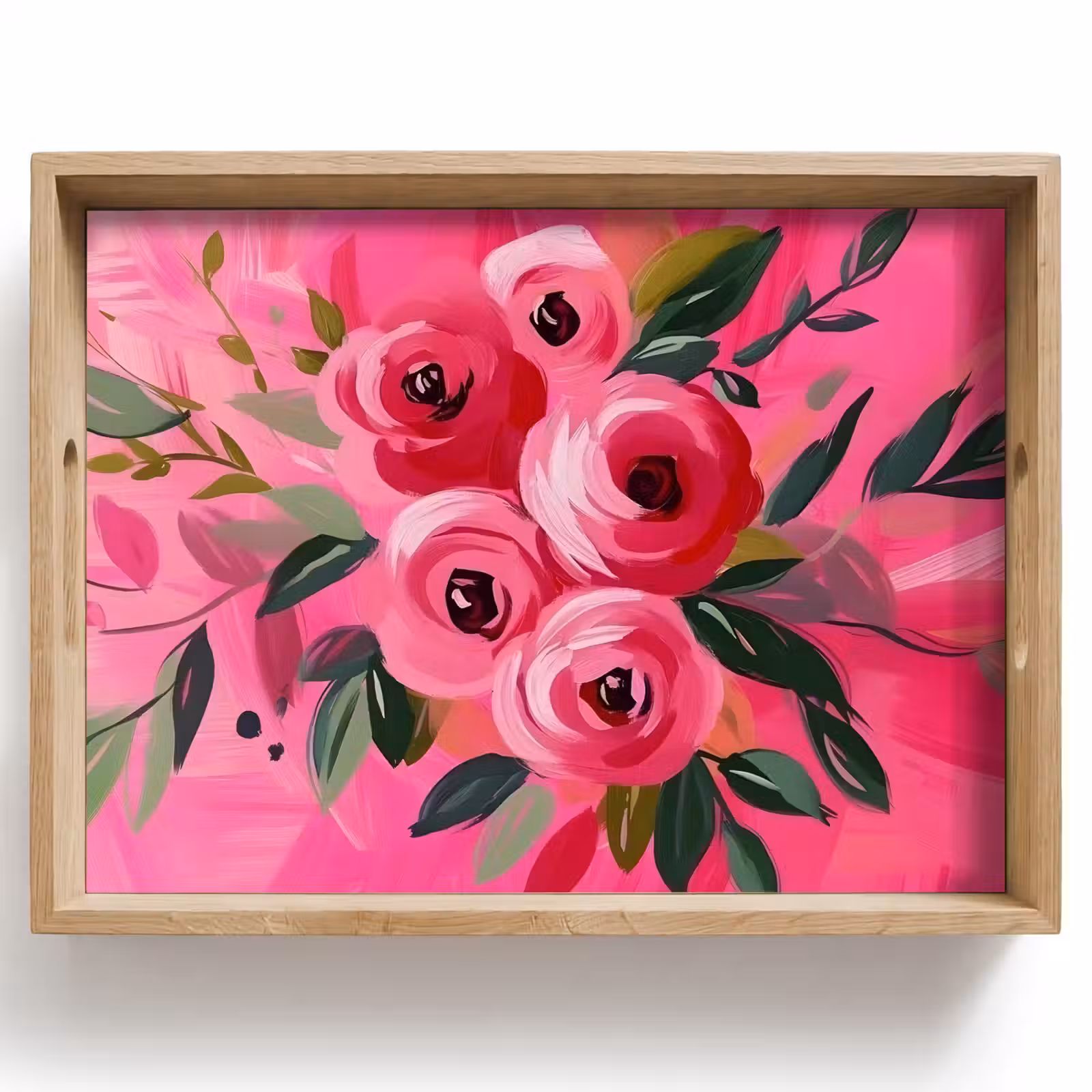 Tablett - Blumen - Farbe - Rosa — 1