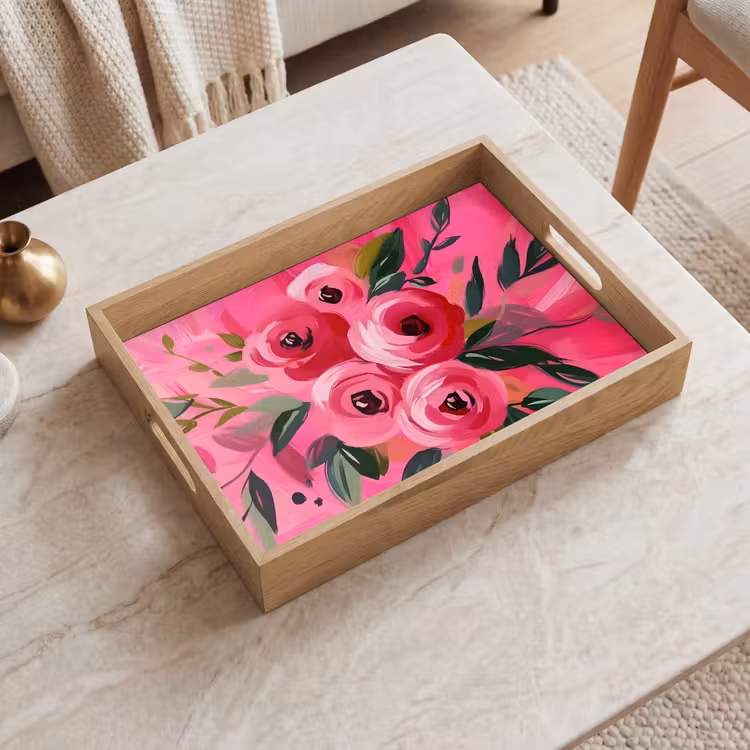 Tablett - Blumen - Farbe - Rosa — 2