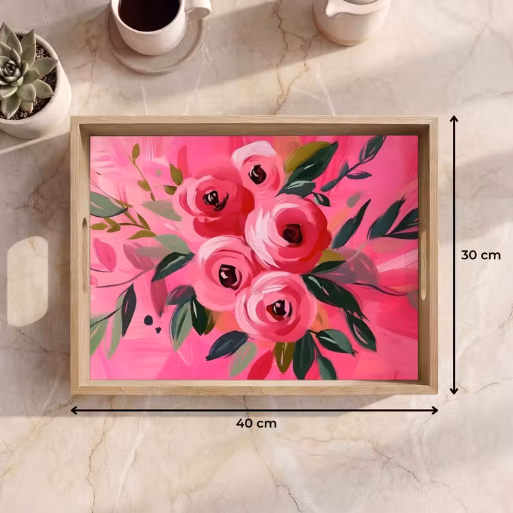 Tablett - Blumen - Farbe - Rosa — 7