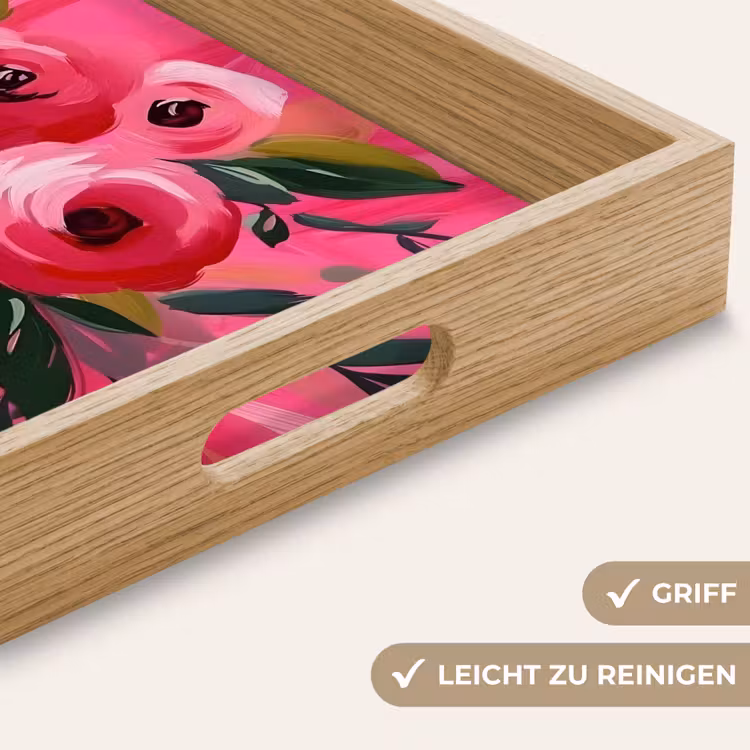 Tablett - Blumen - Farbe - Rosa — 8