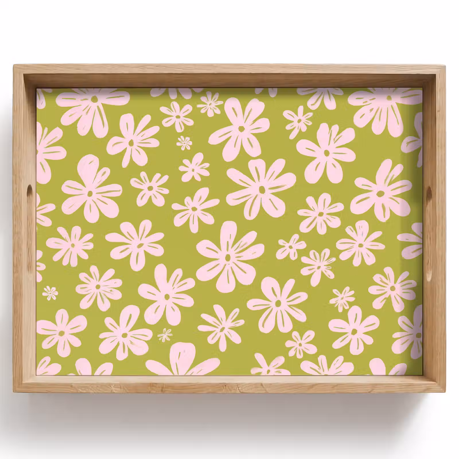 Tablett - Blumen - Rosa - Gemustert — 1