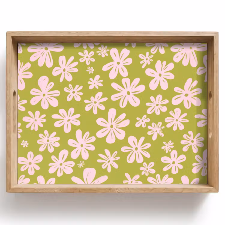 Tablett - Blumen - Rosa - Gemustert — 1