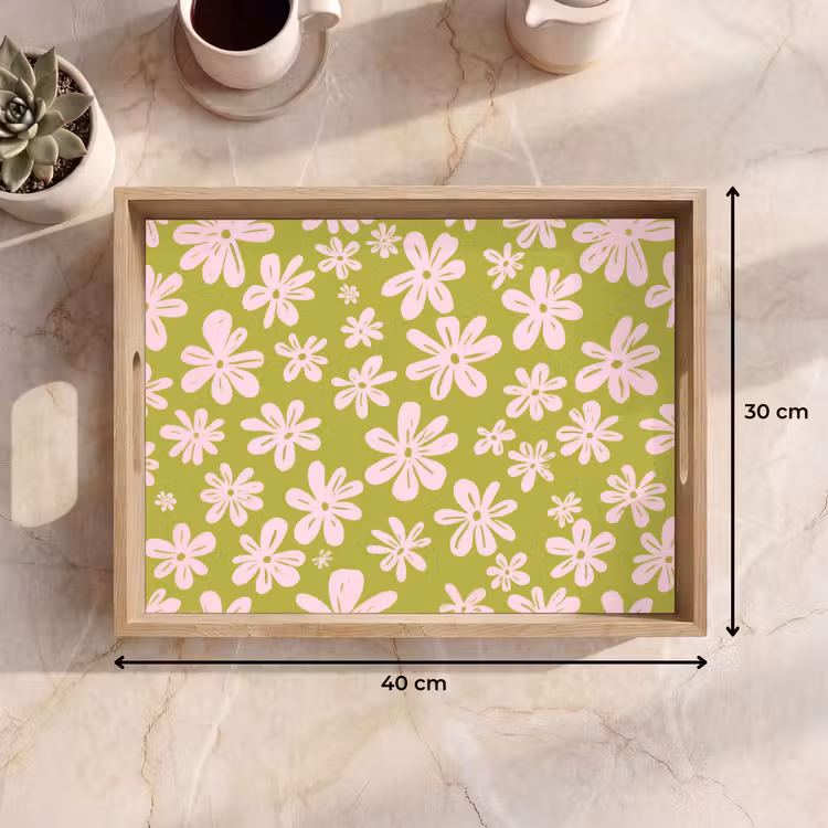 Tablett - Blumen - Rosa - Gemustert — 7