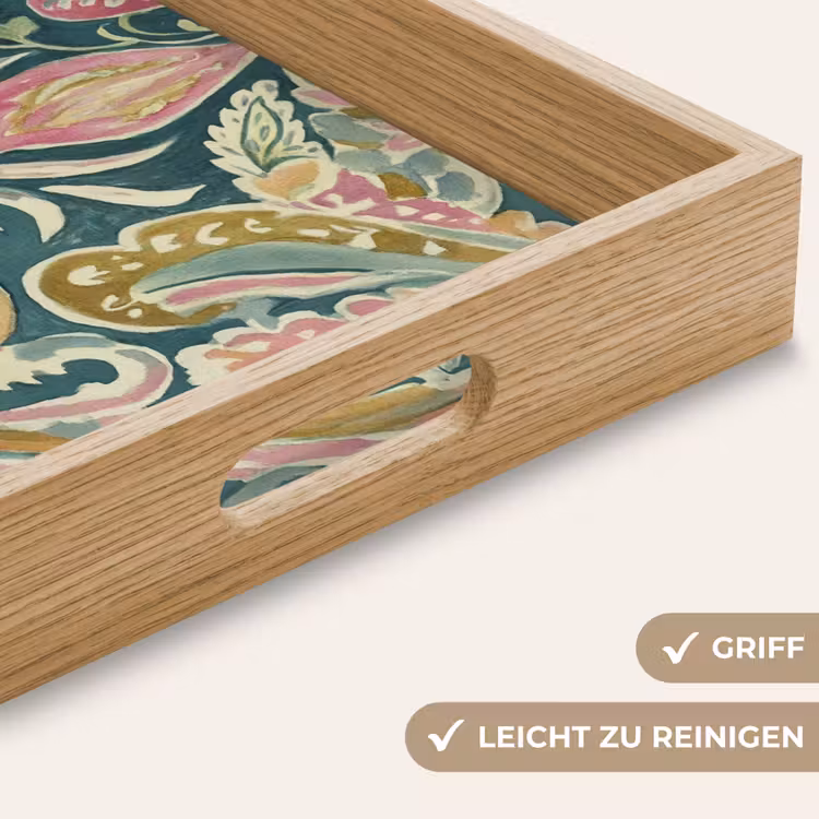 Tablett - Gemustert - Bunt - Verschnörkelt - Grün — 8