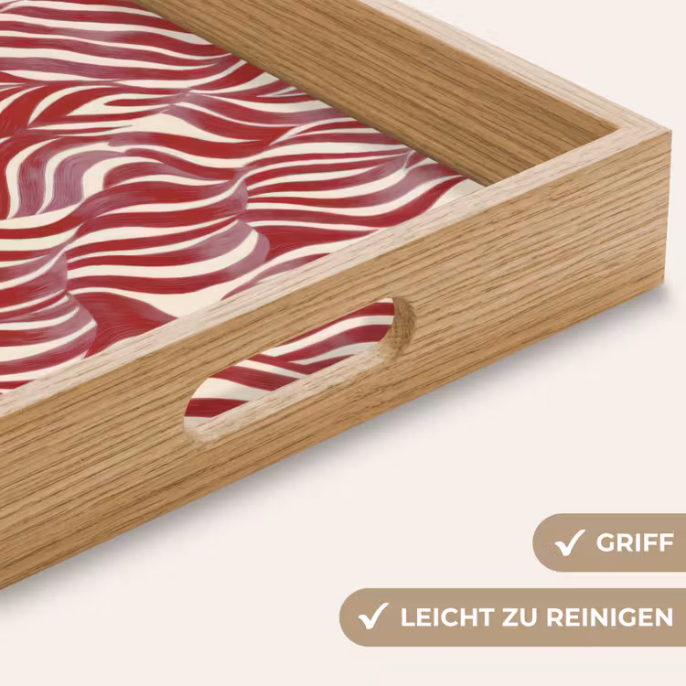 Tablett - Gewellte Formen - Abstrakt - Rot — 8