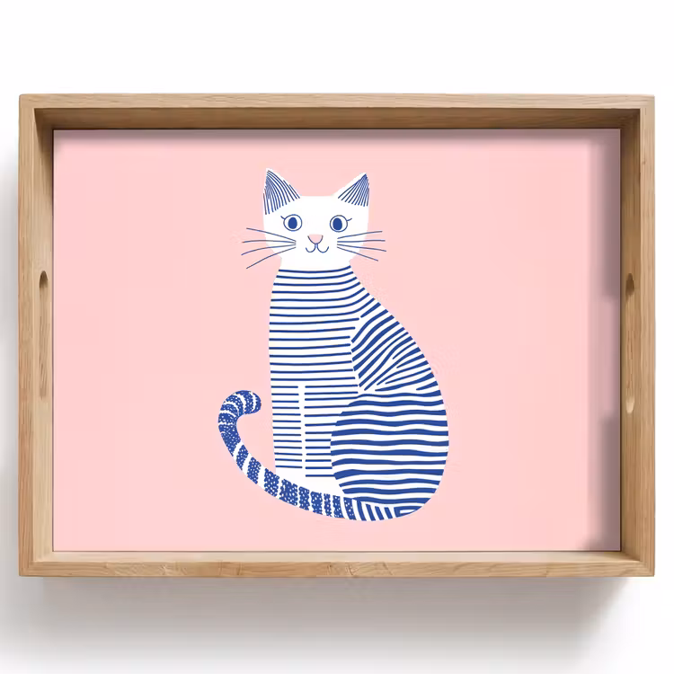 Tablett - Katze - Illustration - Minimalistisch - Rosa — 1
