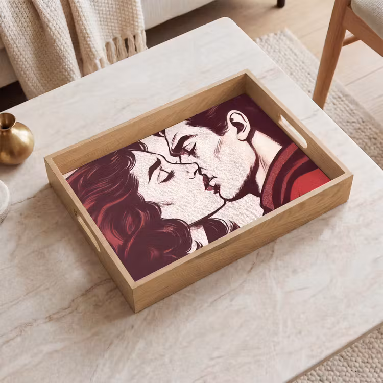 Tablett - Kissen - Menschen - Retro - Bordeaux — 2