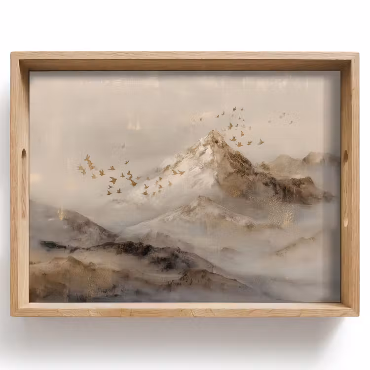 Tablett - Berglandschaft - Nebel - Pinselstriche — 1